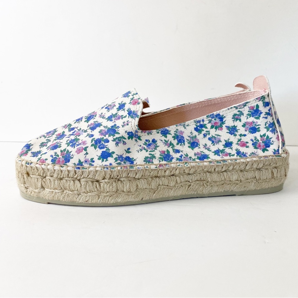 LoveShackFancy Floral Espadrilles in Blue and White - Picture 10 of 16